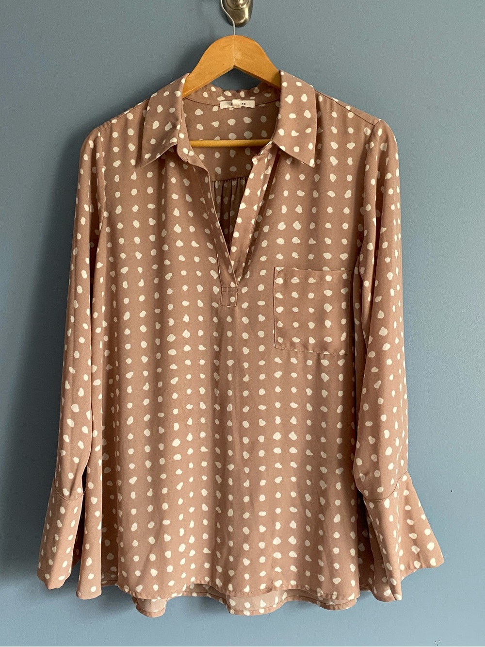 Pleione Women’s Dusty Rose Polka Dot Long-Sleeve Shirt